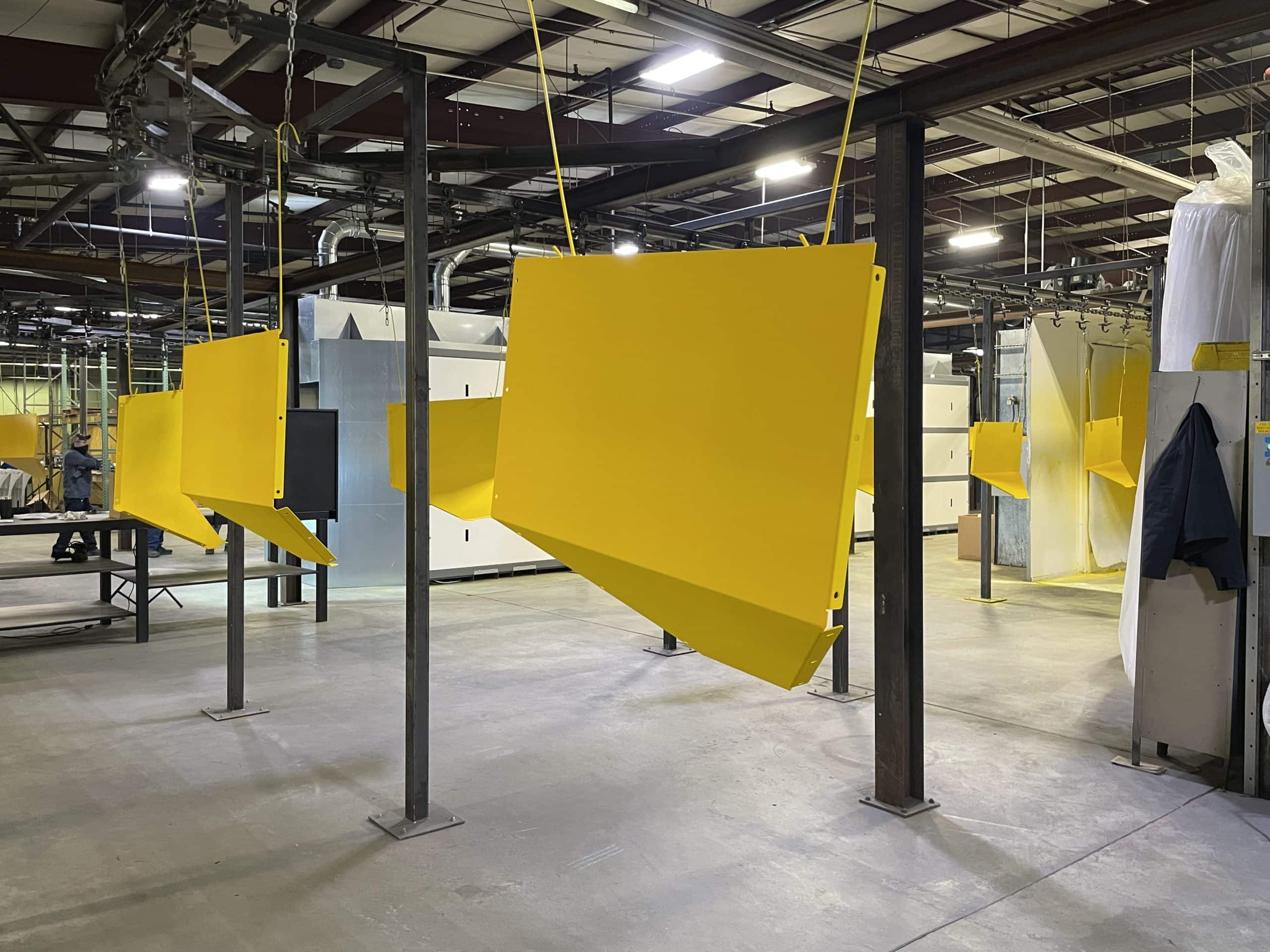 Powder Coating Line Large Yellow Parts