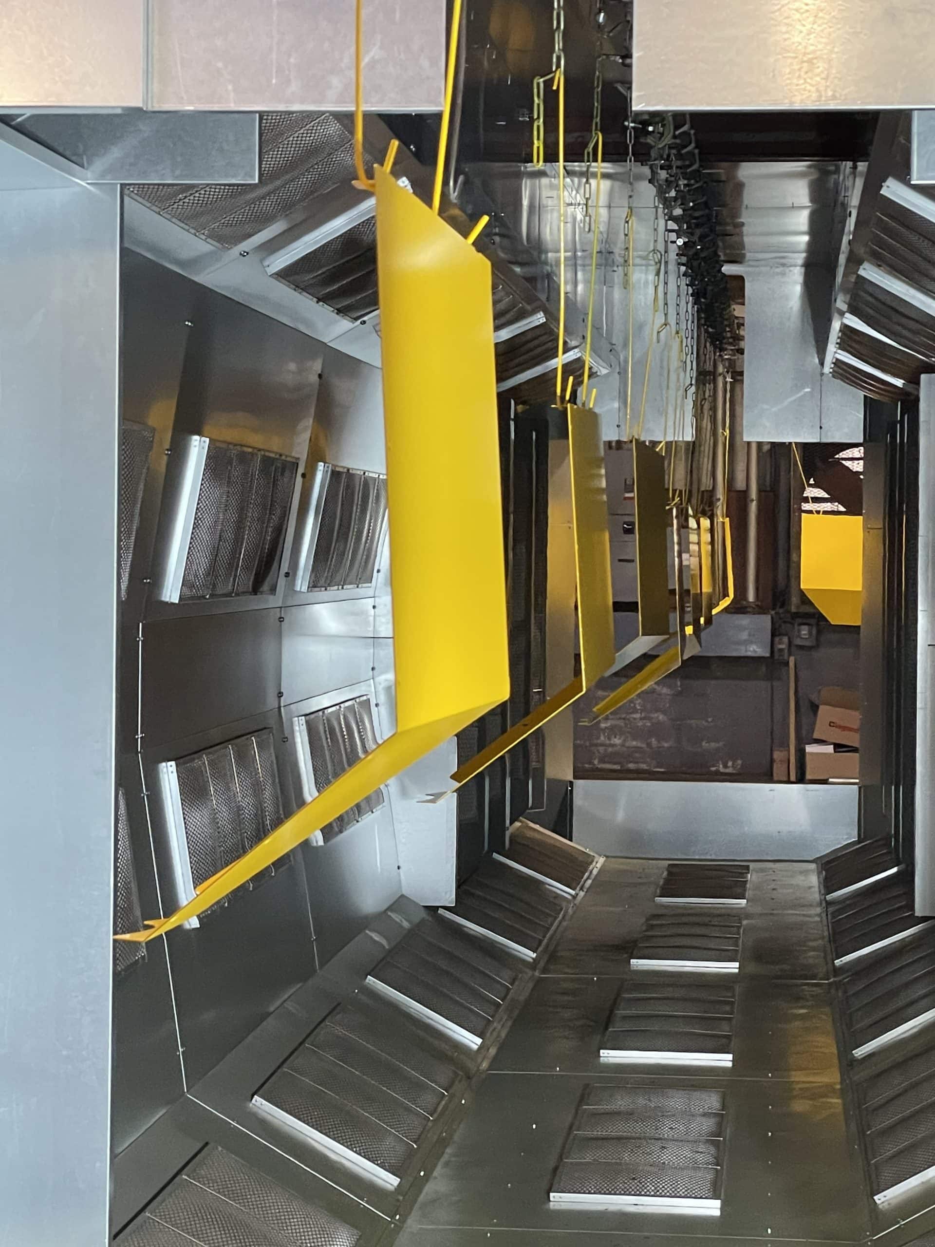 Powder Coating Oven with Yellow Parts